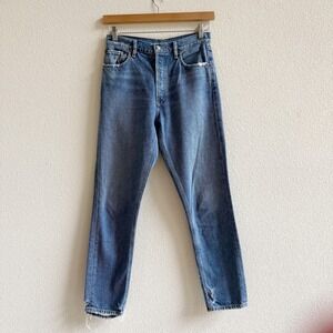 AGOLDE Feel Good Jeans Women 26 Blue Excellent High Rise Straight Distressed